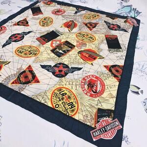 Vintage Silk Harley-Davidson World Travel Scarf